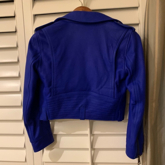 Blue Leather Crop Coat NEW - Picture 3 of 3